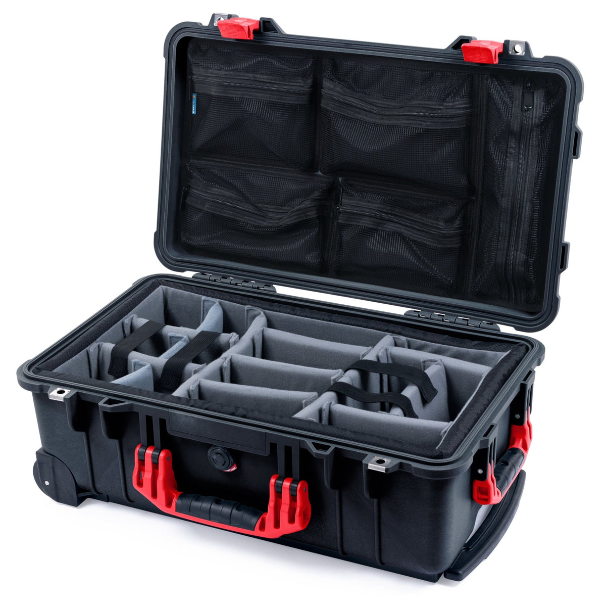 Pelican 1510 Case - Black &amp; Red - Padded Microfiber Dividers / Mesh Lid Organizer
