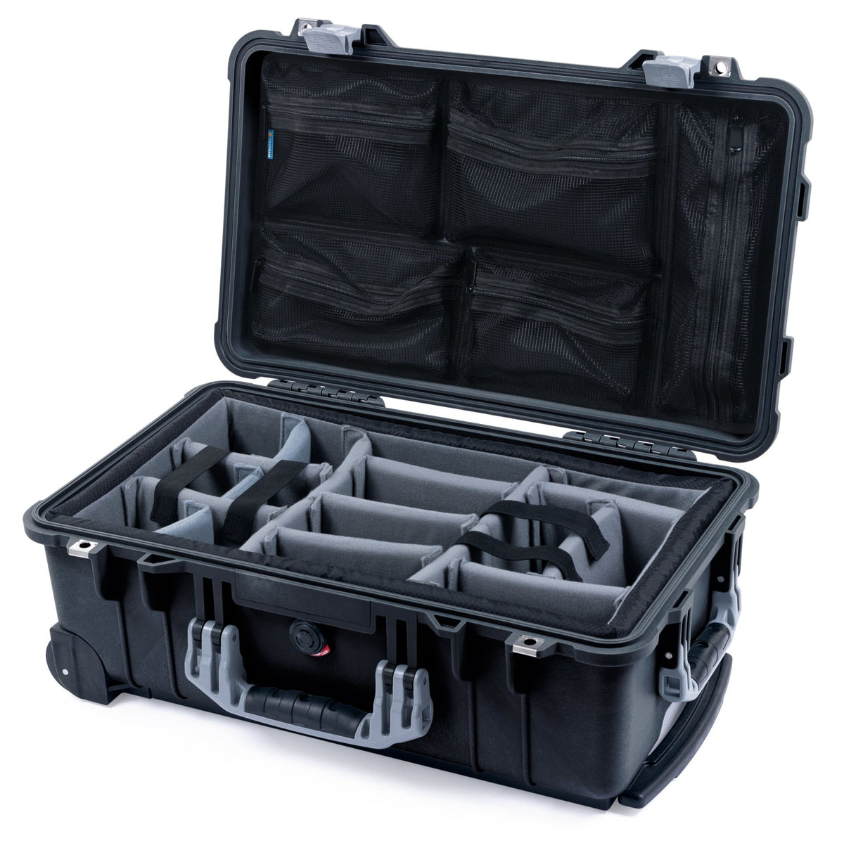 Pelican 1510 Case - Black &amp; Silver - Padded Microfiber Dividers / Mesh Lid Organizer