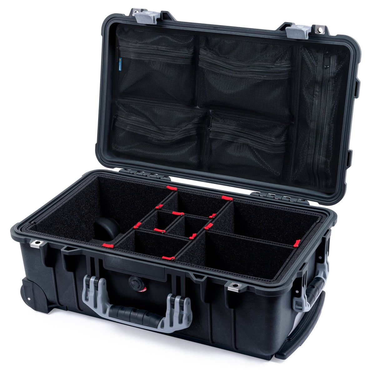 Pelican 1510 Case - Black &amp; Silver - TrekPak Divider System / Mesh Lid Organizer