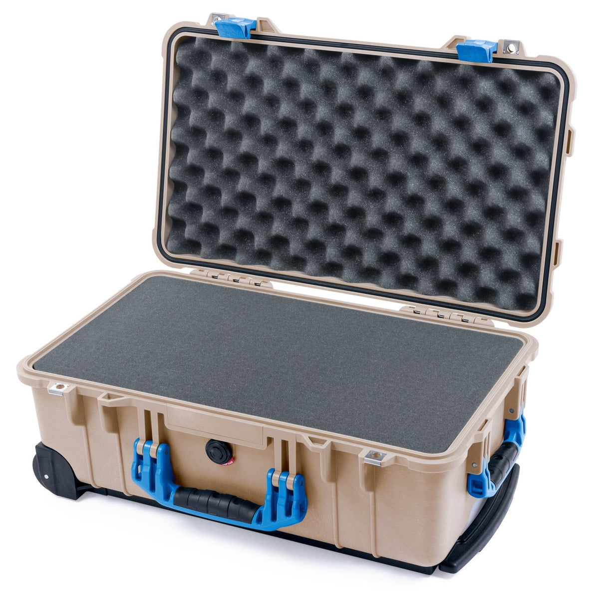 Pelican 1510 Case - Desert Tan &amp; Blue - Pick &amp; Pluck Foam / Convolute Lid Foam