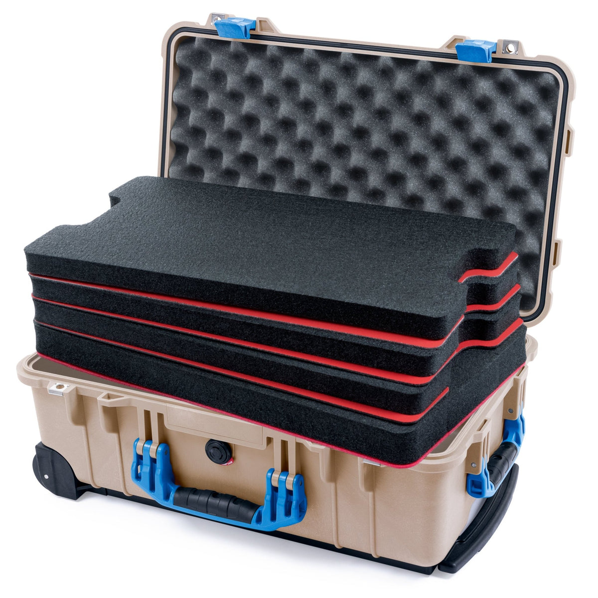 Pelican 1510 Case - Desert Tan &amp; Blue - DIY Tool Foam Kit / Convolute Lid Foam