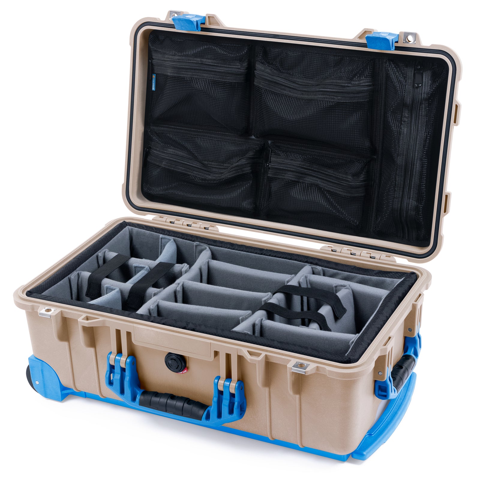 Pelican 1510 Case - Desert Tan & Blue Trolley