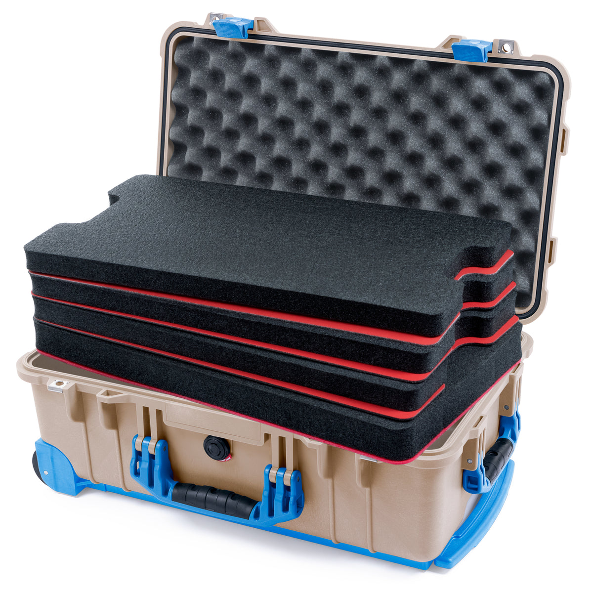 Pelican 1510 Case - Desert Tan & Blue Trolley