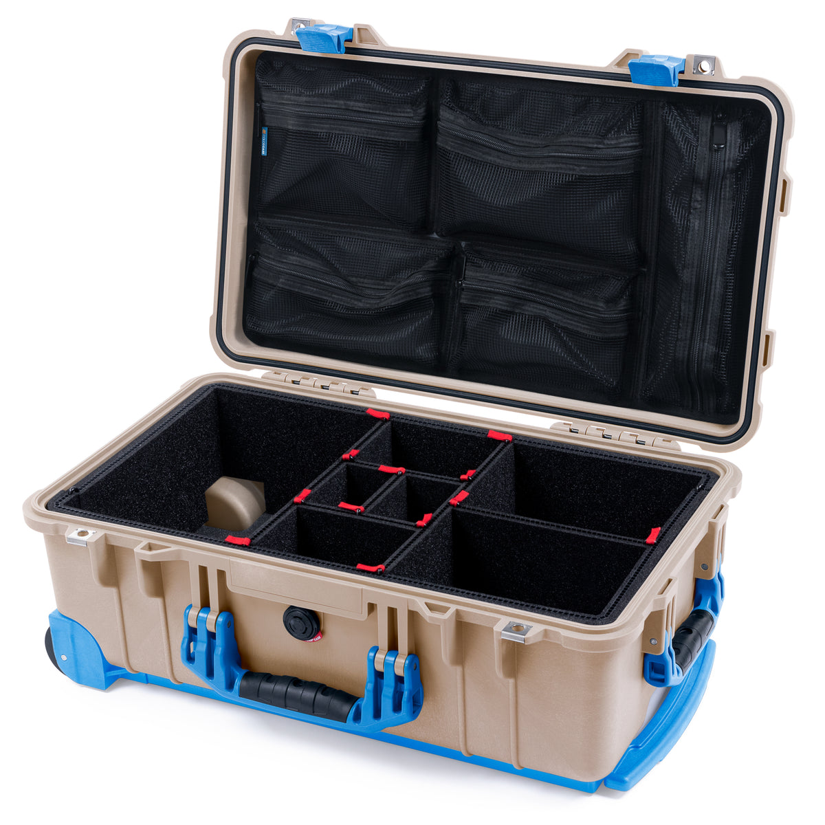 Pelican 1510 Case - Desert Tan & Blue Trolley