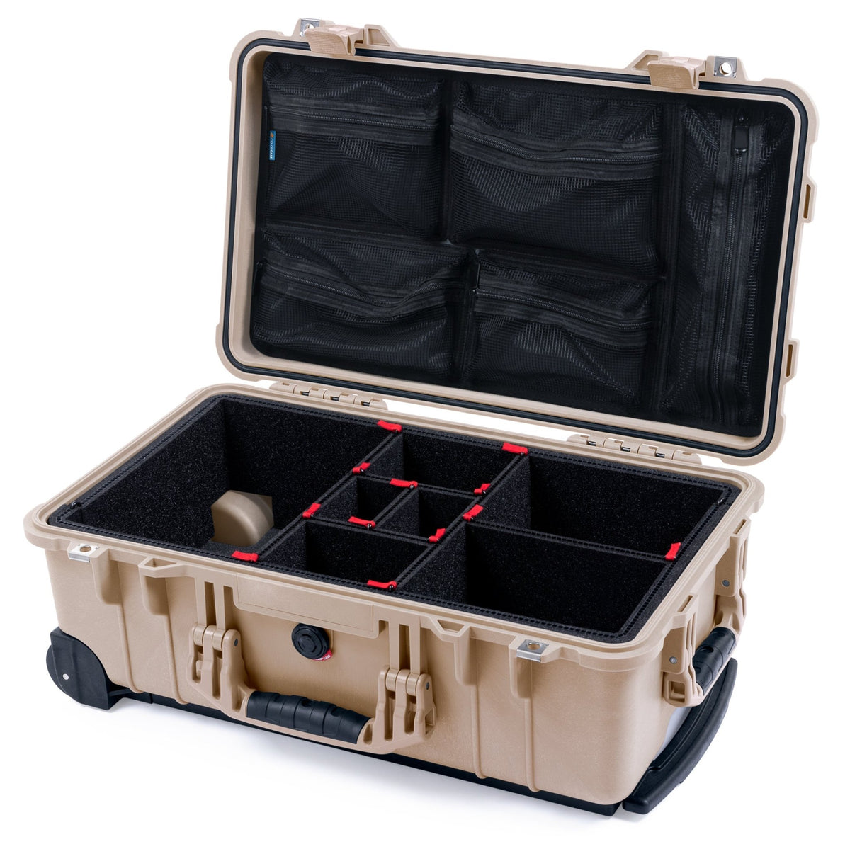 Pelican 1510 Case - Desert Tan - TrekPak Divider System / Mesh Lid Organizer