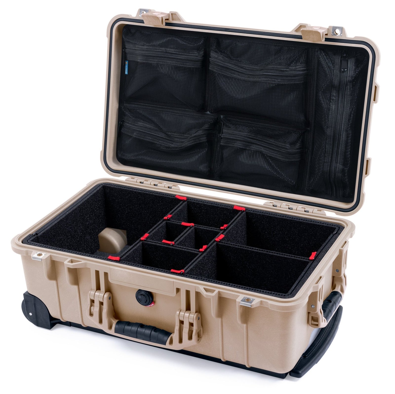 Pelican 1510 Case - Desert Tan - TrekPak Divider System / Mesh Lid Organizer