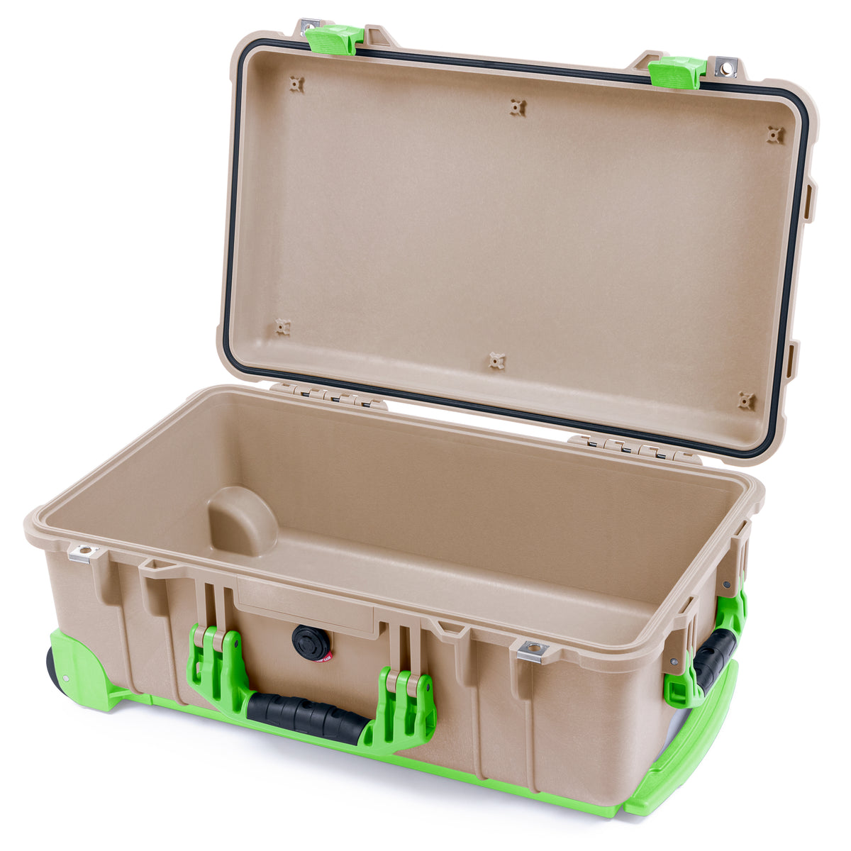Pelican 1510 Case - Desert Tan & Lime Green Trolley