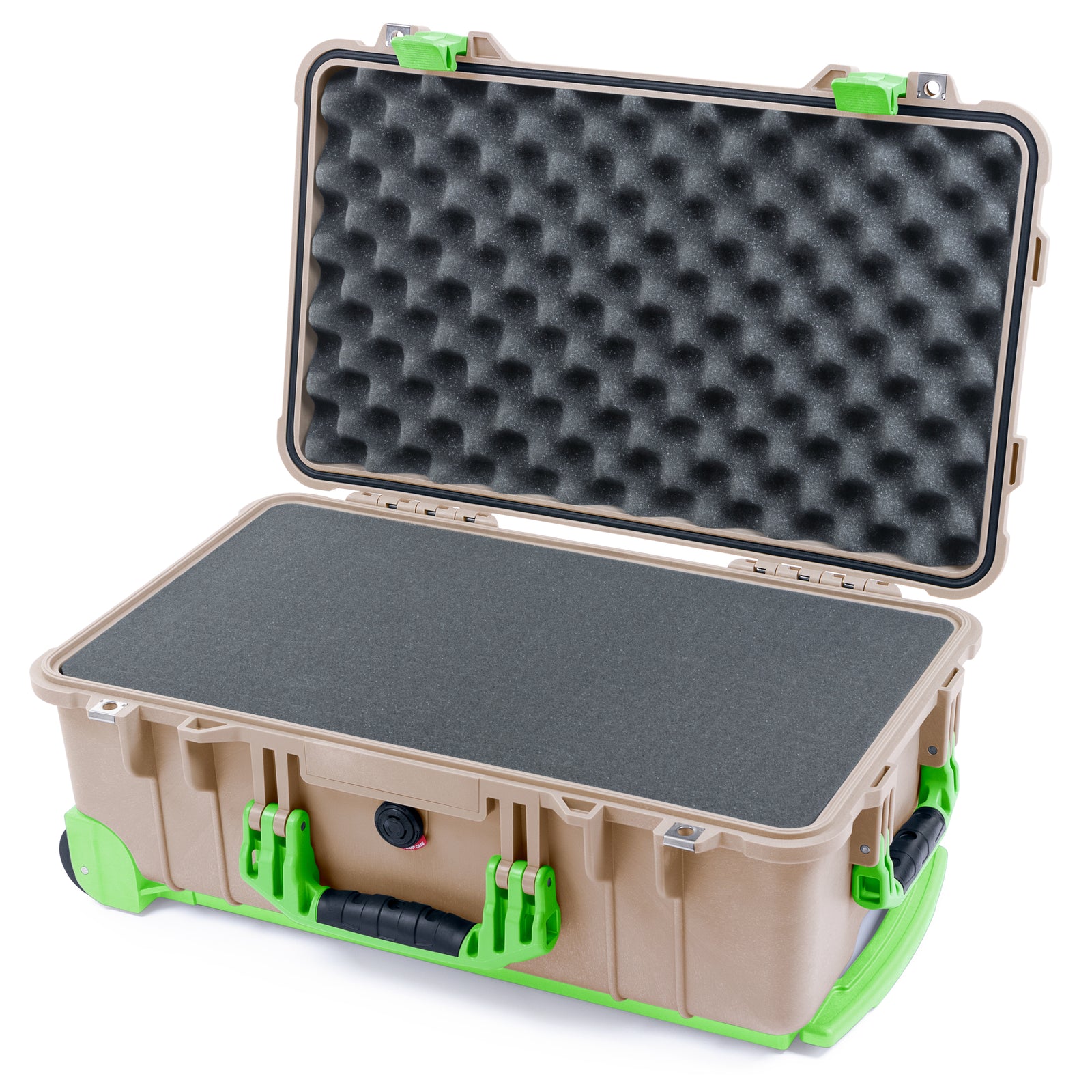 Pelican 1510 Case - Desert Tan & Lime Green Trolley