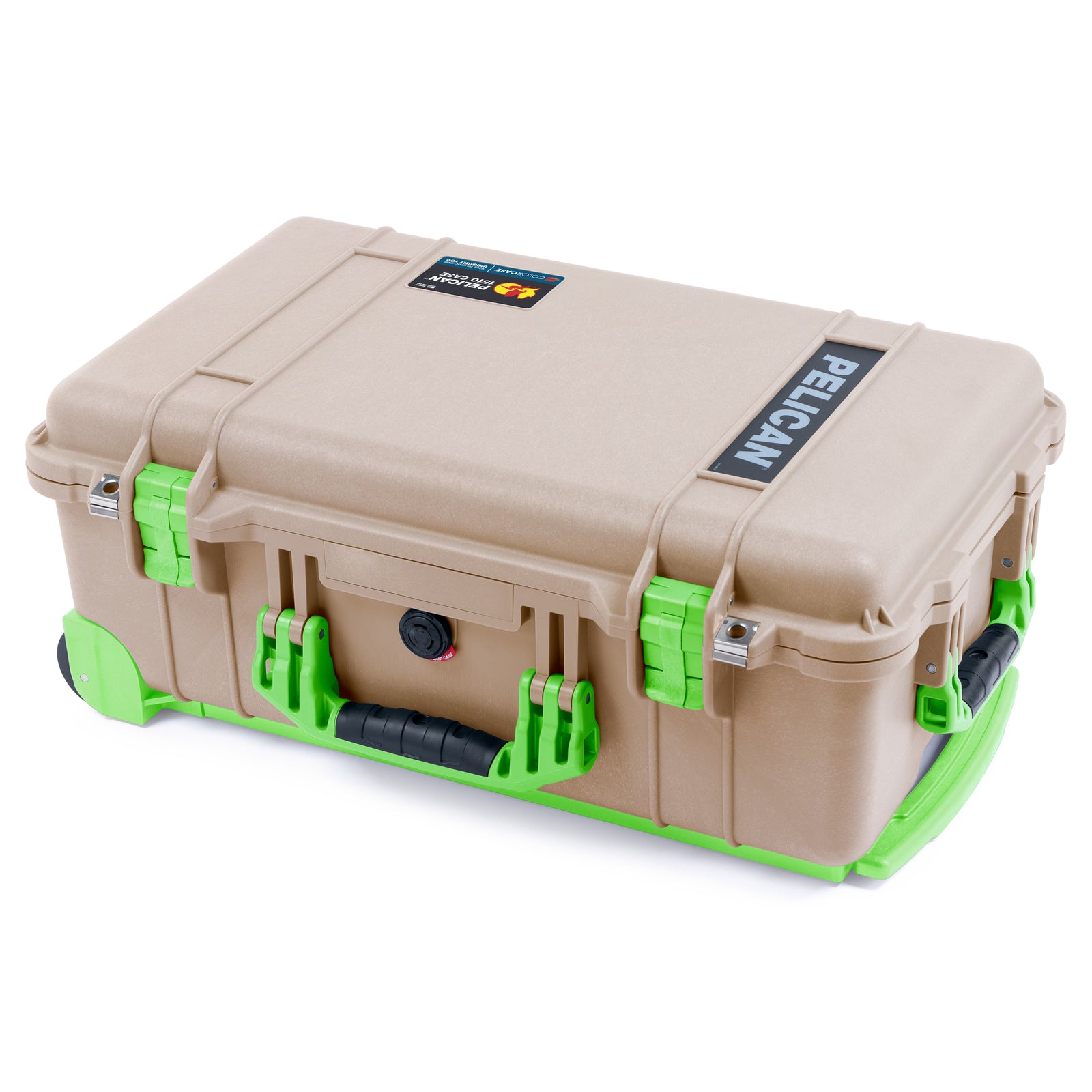 Pelican 1510 Case - Desert Tan & Lime Green Trolley