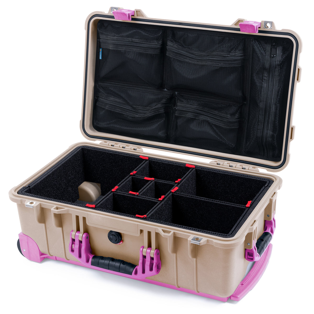 Pelican 1510 Case - Desert Tan & Magenta Trolley
