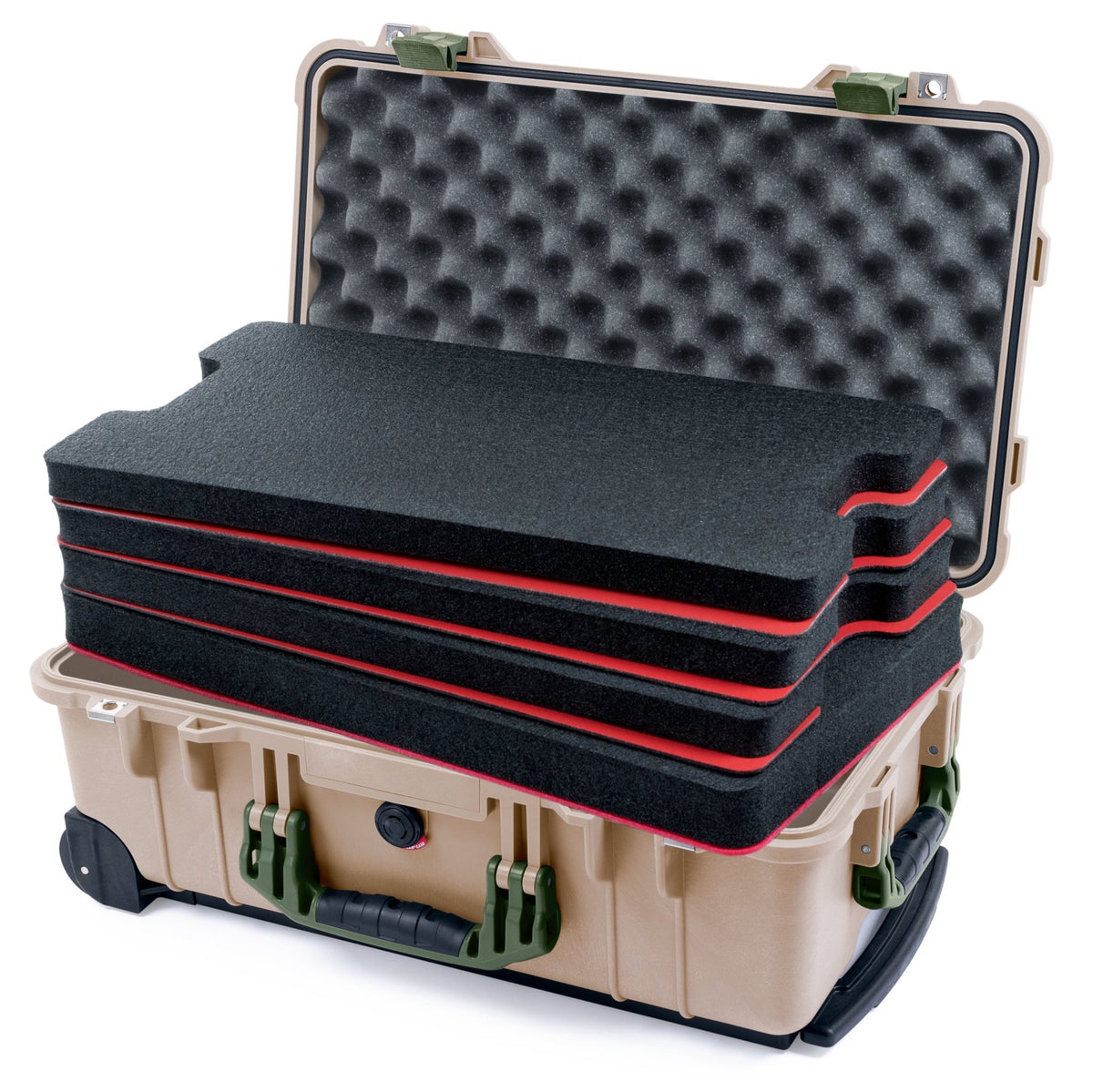 Pelican 1510 Case - Desert Tan &amp; OD Green - DIY Tool Foam Kit / Convolute Lid Foam