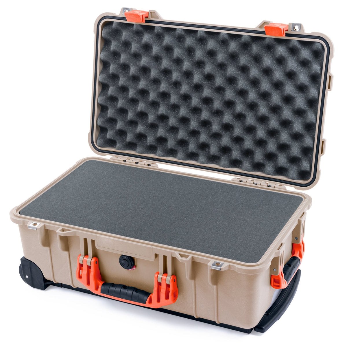 Pelican 1510 Case - Desert Tan &amp; Orange - Pick &amp; Pluck Foam / Convolute Lid Foam