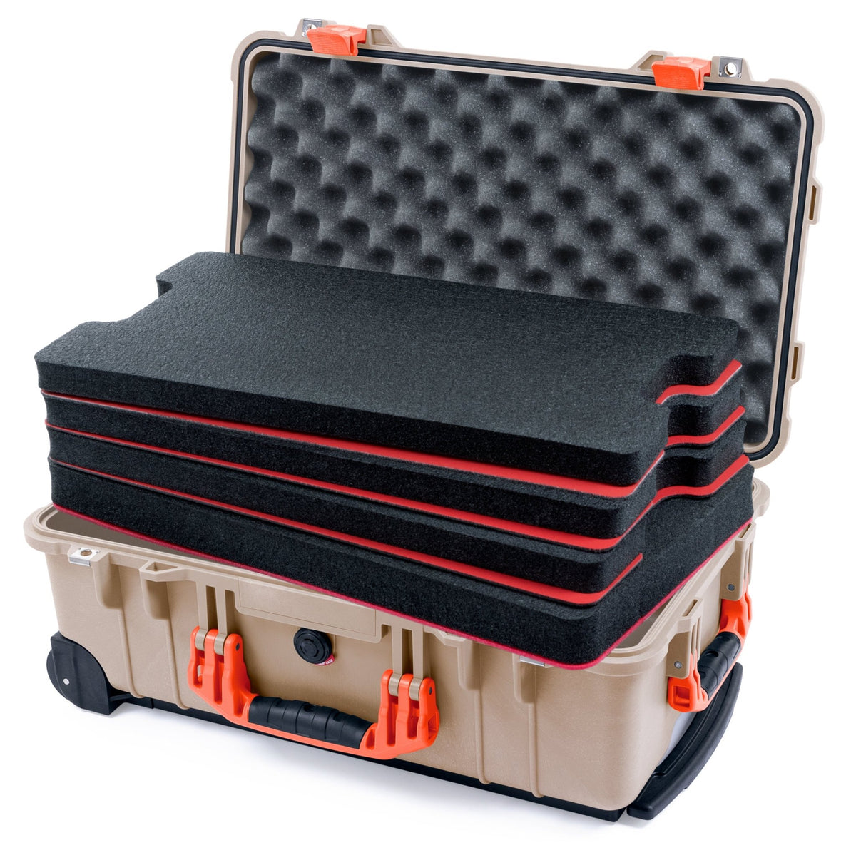 Pelican 1510 Case - Desert Tan &amp; Orange - DIY Tool Foam Kit / Convolute Lid Foam
