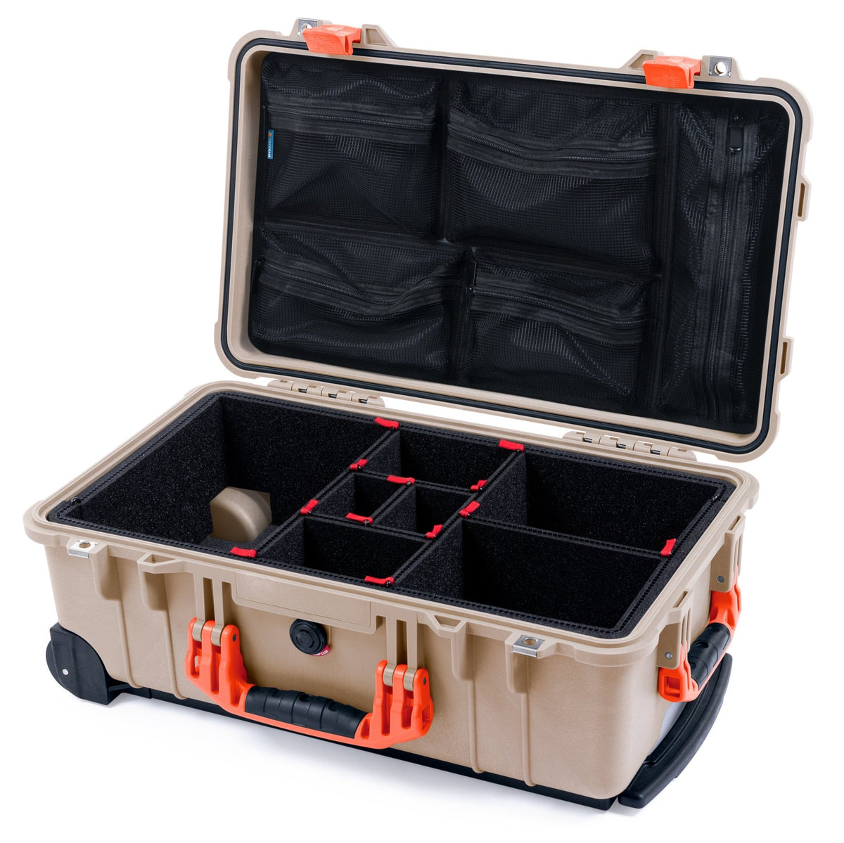 Pelican 1510 Case - Desert Tan &amp; Orange - TrekPak Divider System / Mesh Lid Organizer