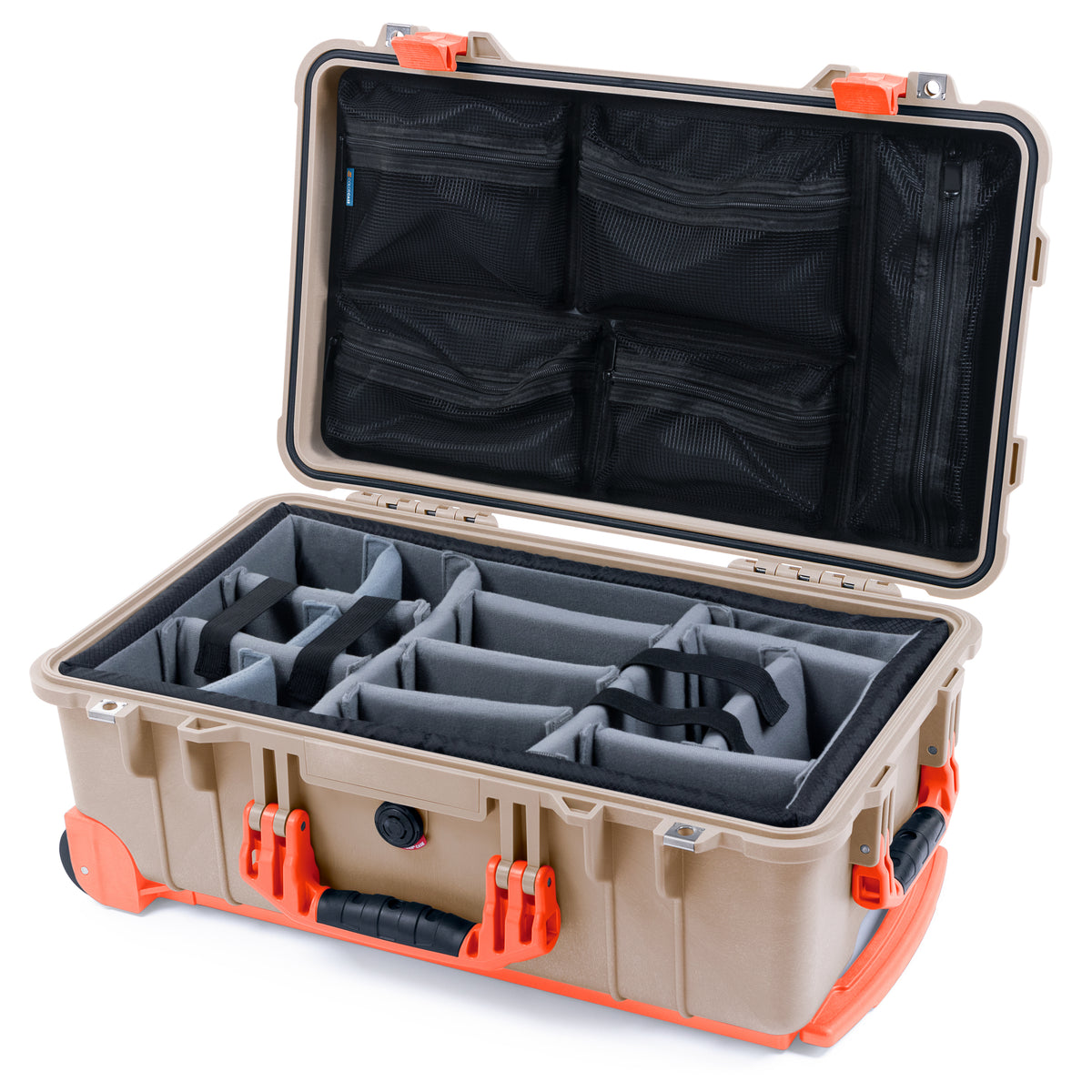 Pelican 1510 Case - Desert Tan & Orange Trolley