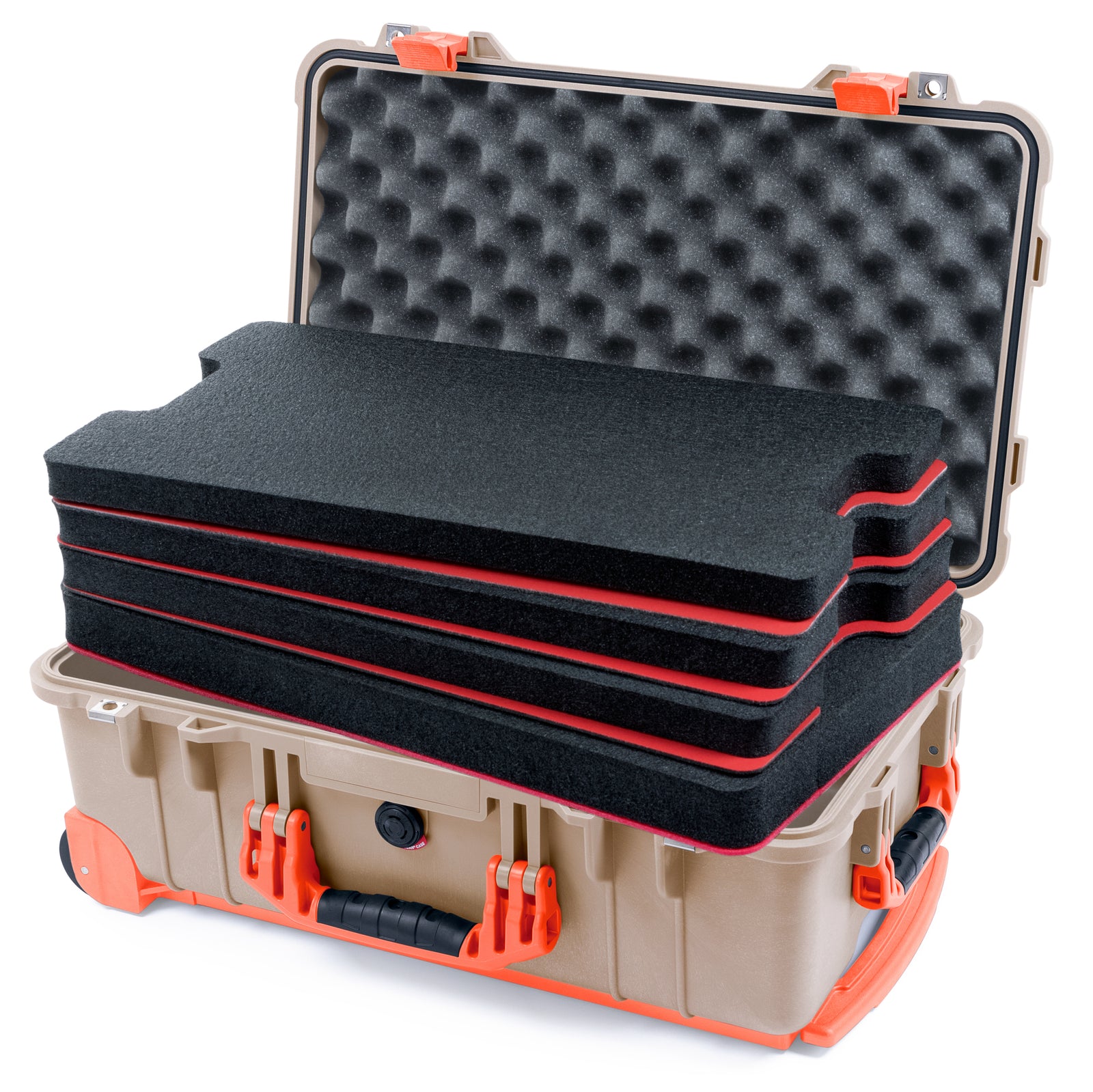 Pelican 1510 Case - Desert Tan & Orange Trolley