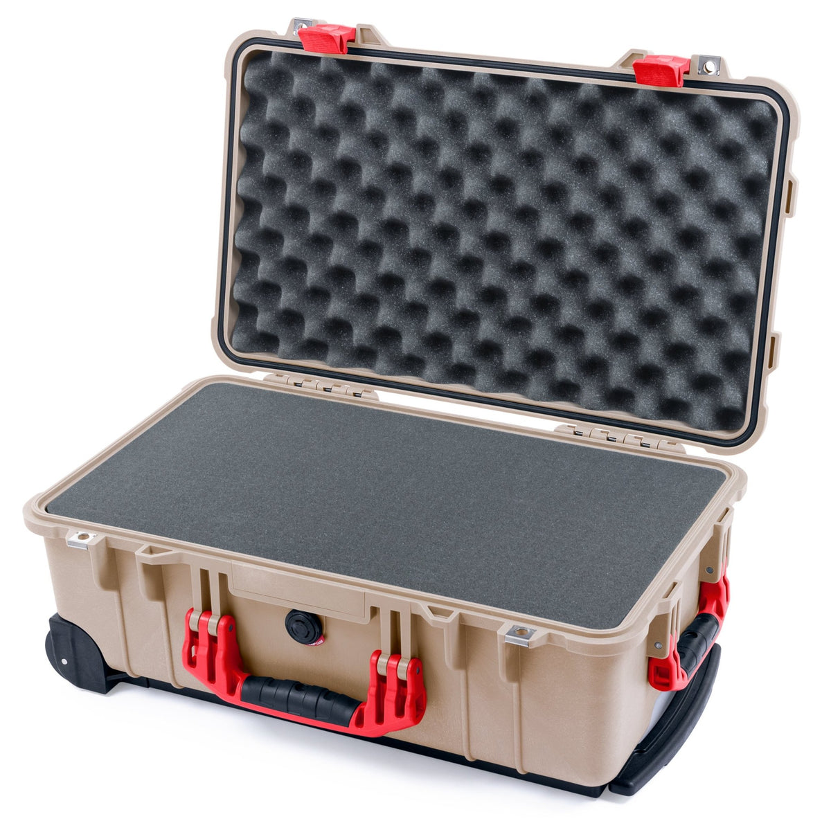Pelican 1510 Case - Desert Tan &amp; Red - Pick &amp; Pluck Foam / Convolute Lid Foam