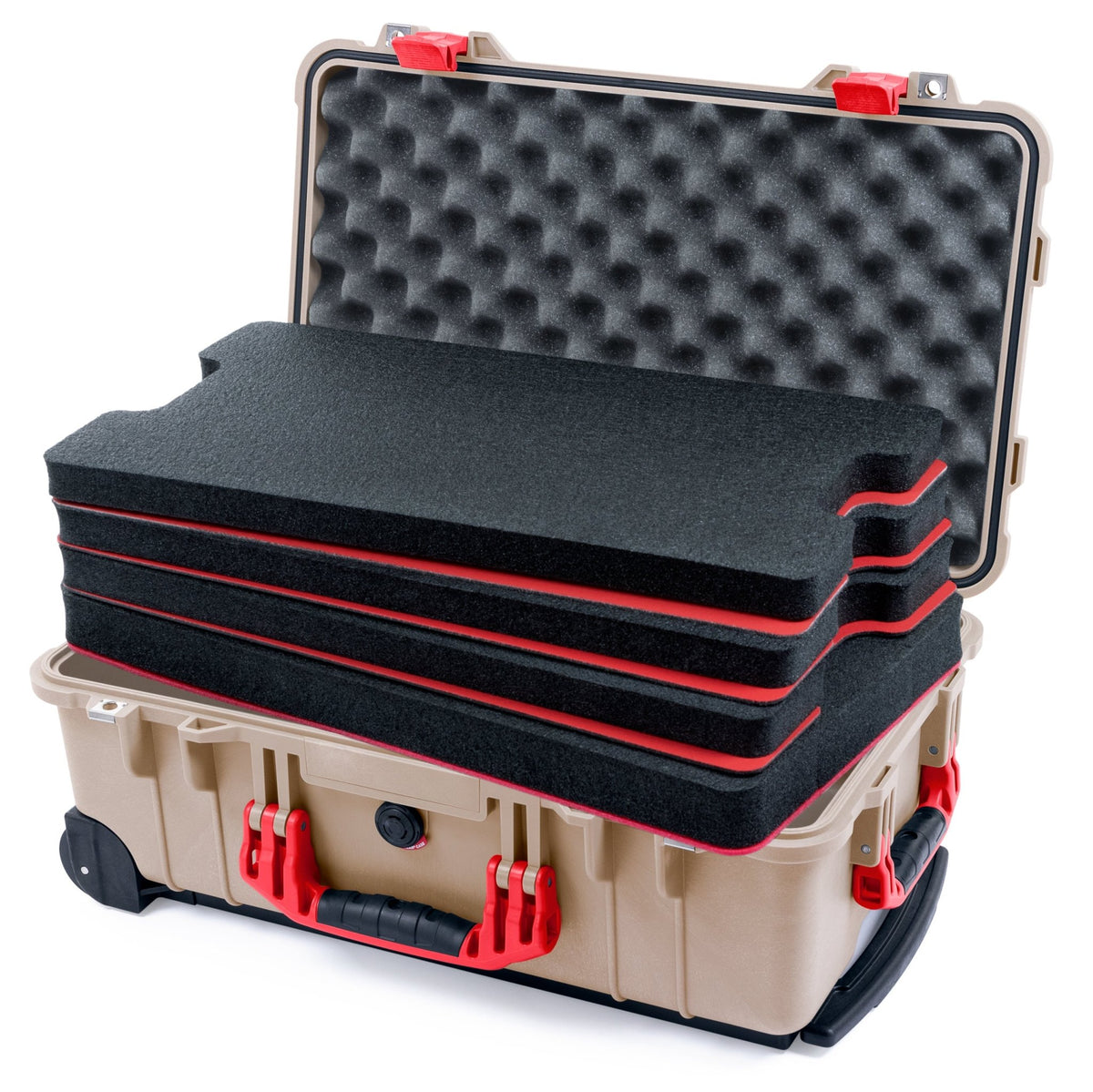 Pelican 1510 Case - Desert Tan &amp; Red - DIY Tool Foam Kit / Convolute Lid Foam