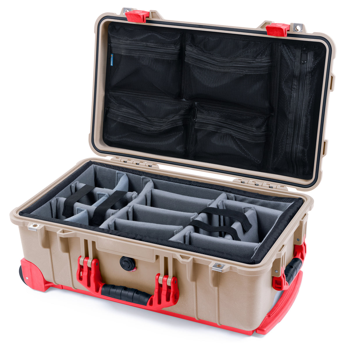 Pelican 1510 Case - Desert Tan & Red Trolley
