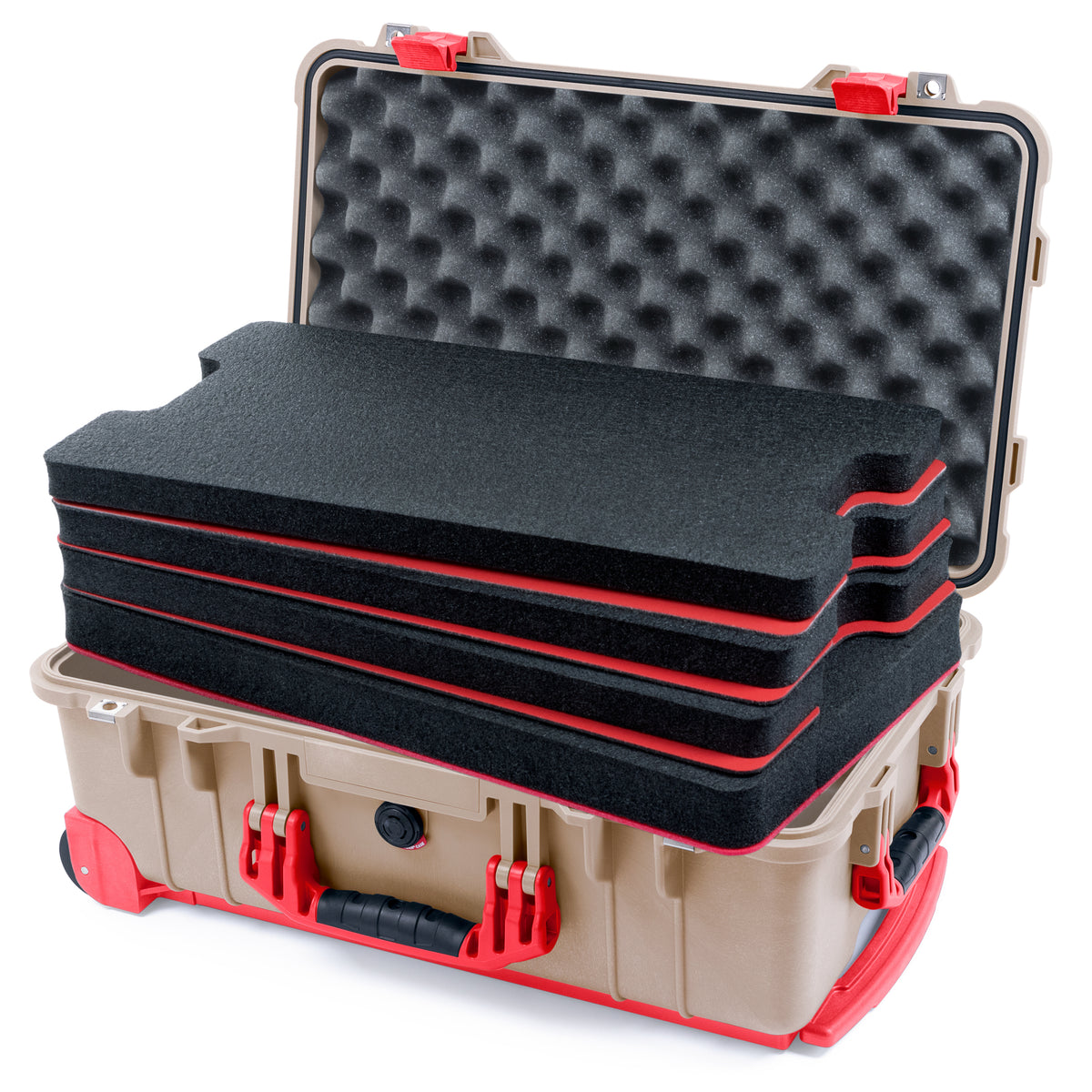 Pelican 1510 Case - Desert Tan & Red Trolley