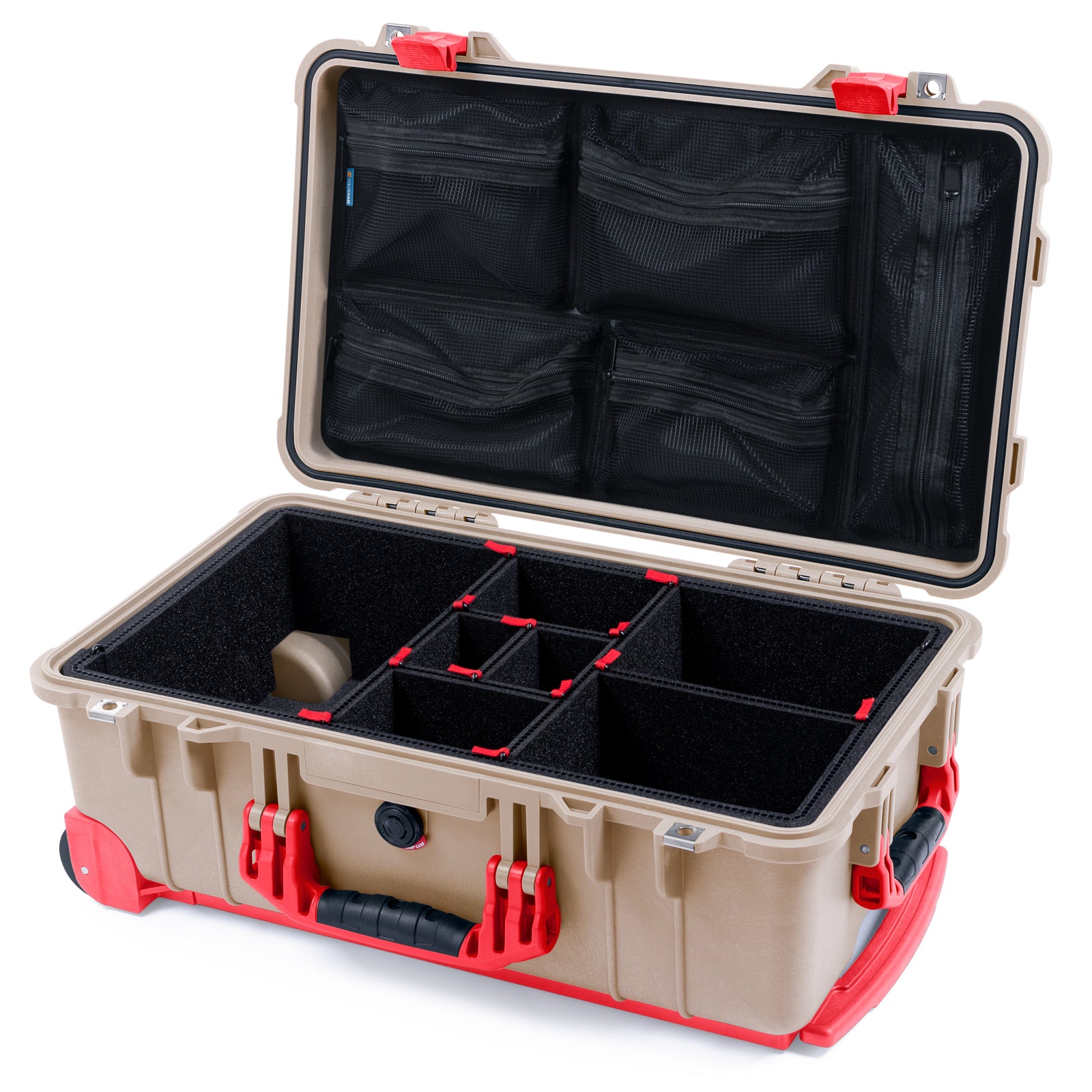 Pelican 1510 Case - Desert Tan & Red Trolley