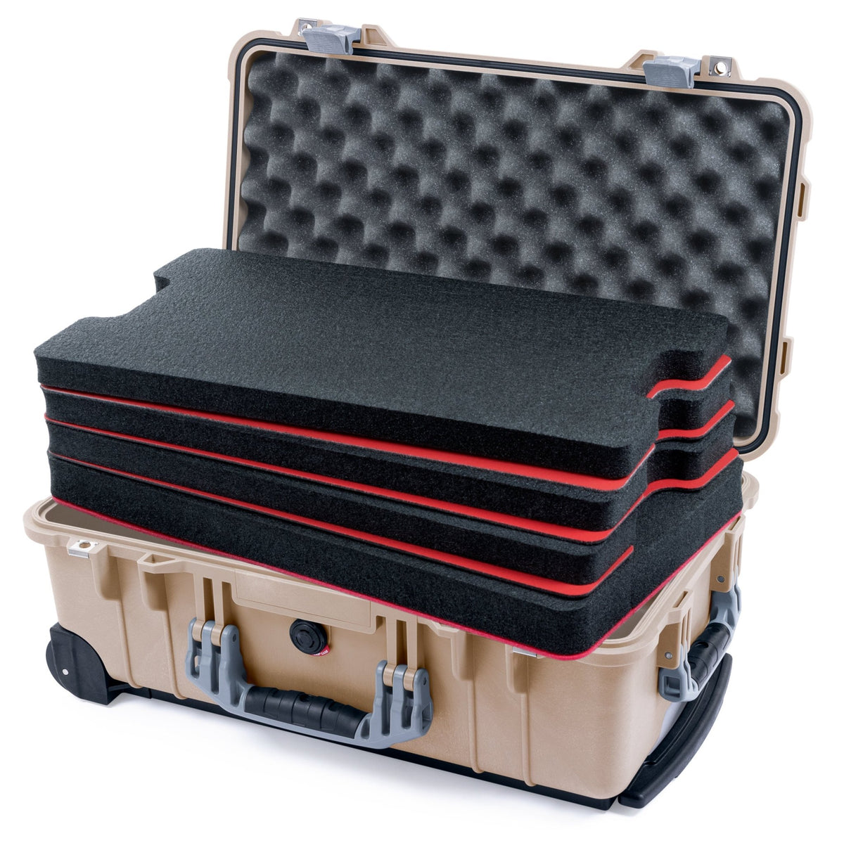 Pelican 1510 Case - Desert Tan &amp; Silver - DIY Tool Foam Kit / Convolute Lid Foam