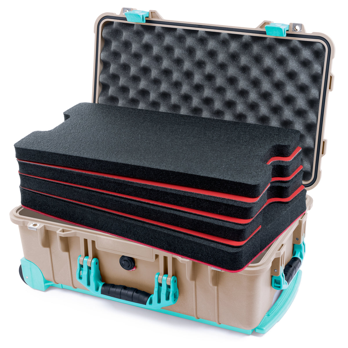Pelican 1510 Case - Desert Tan & Teal Trolley