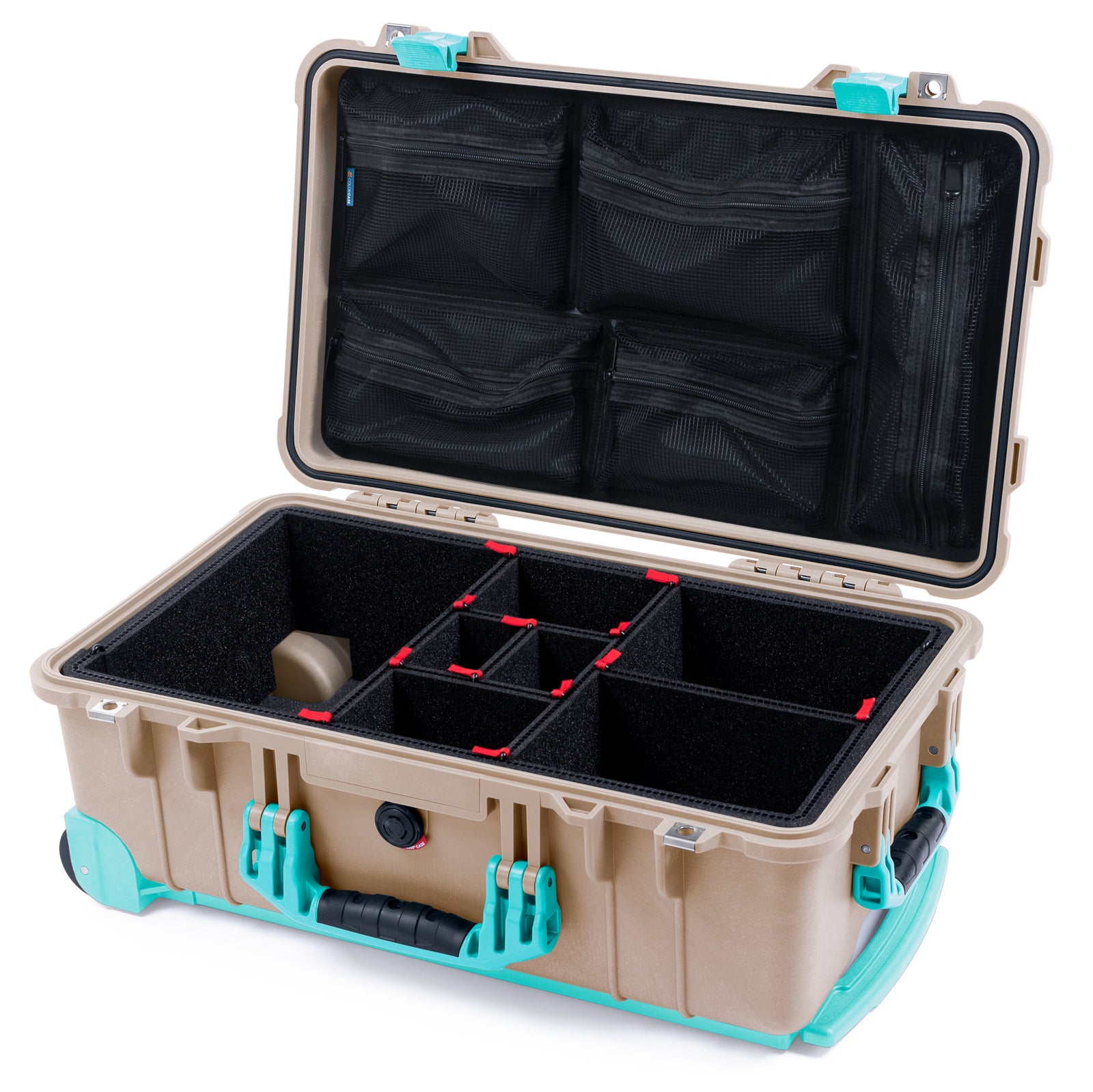 Pelican 1510 Case - Desert Tan & Teal Trolley