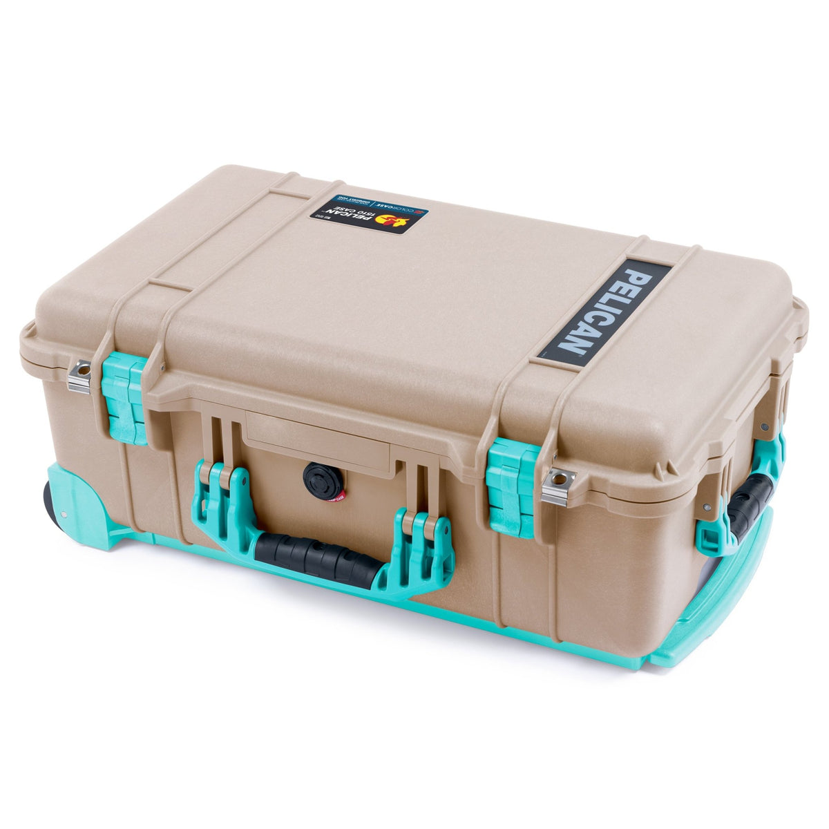 Pelican 1510 Case - Desert Tan &amp; Teal Trolley - Empty (Case Only)