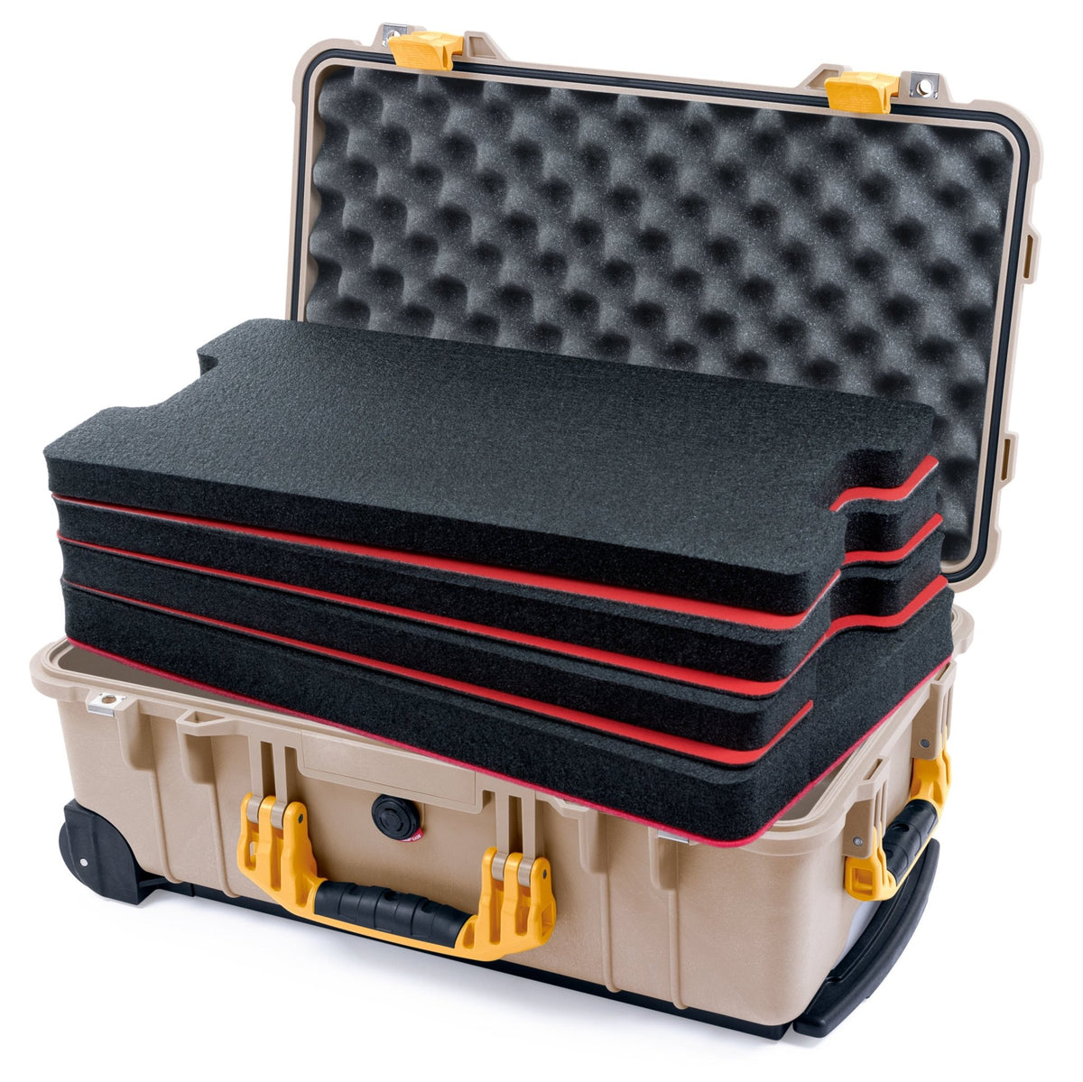 Pelican 1510 Case - Desert Tan &amp; Yellow - DIY Tool Foam Kit / Convolute Lid Foam