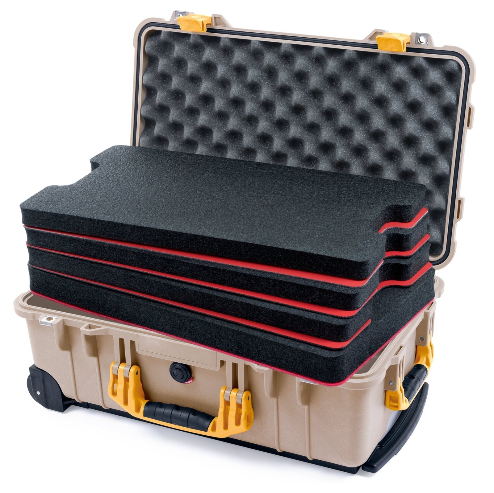 Pelican 1510 Case - Desert Tan & Yellow - DIY Tool Foam Kit / Convolute Lid Foam