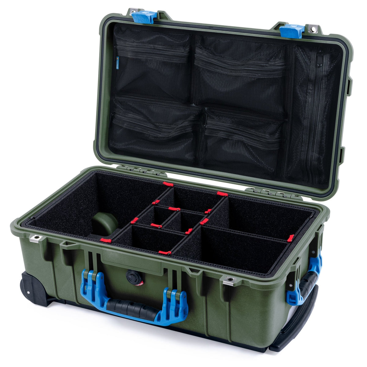 Pelican 1510 Case - OD Green &amp; Blue - TrekPak Divider System / Mesh Lid Organizer