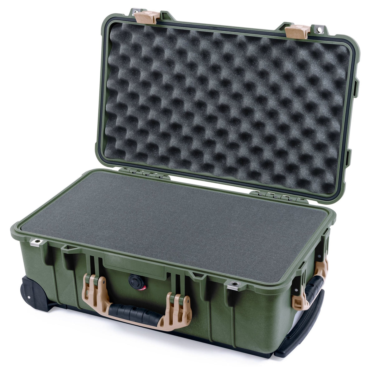 Pelican 1510 Case - OD Green &amp; Desert Tan - Pick &amp; Pluck Foam / Convolute Lid Foam