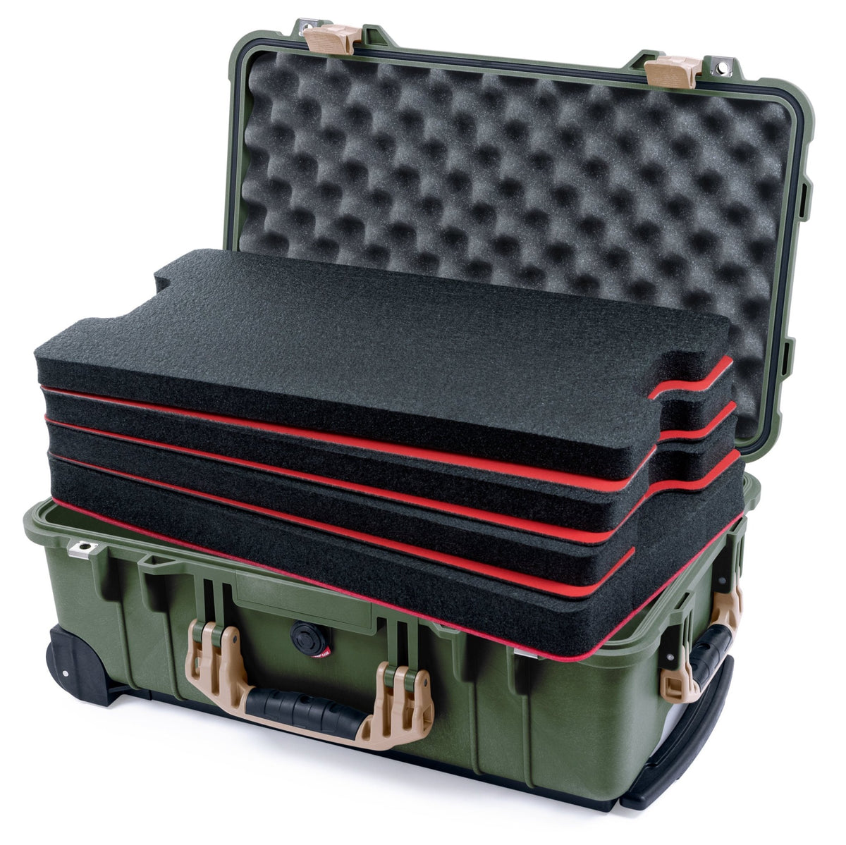 Pelican 1510 Case - OD Green &amp; Desert Tan - DIY Tool Foam Kit / Convolute Lid Foam
