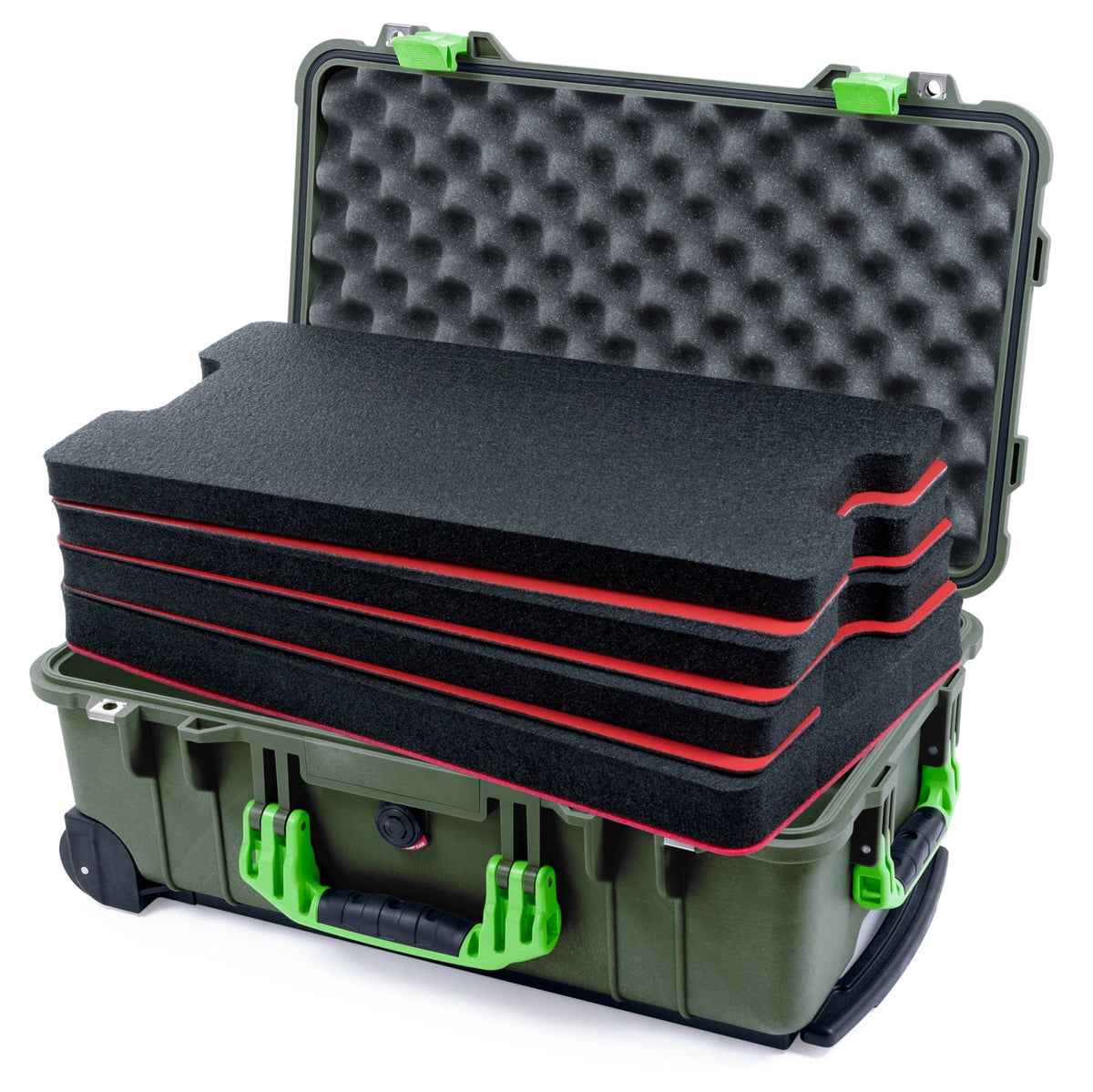 Pelican 1510 Case - OD Green &amp; Lime Green - DIY Tool Foam Kit / Convolute Lid Foam