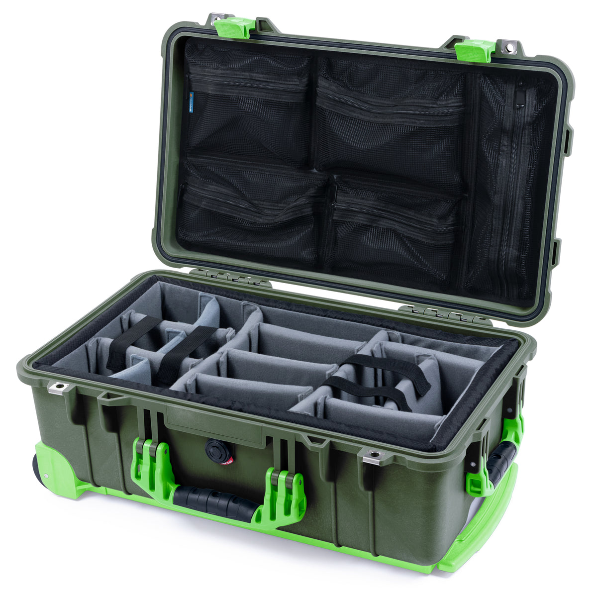 Pelican 1510 Case - OD Green & Lime Green Trolley