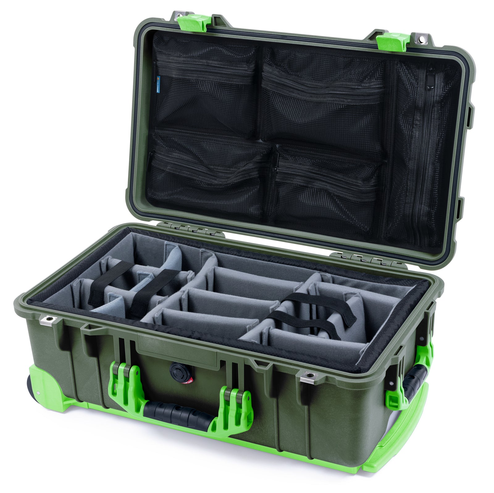 Pelican 1510 Case - OD Green & Lime Green Trolley
