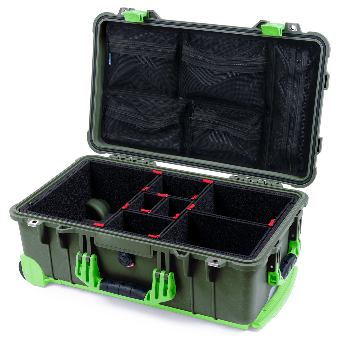 Pelican 1510 Case - OD Green & Lime Green Trolley