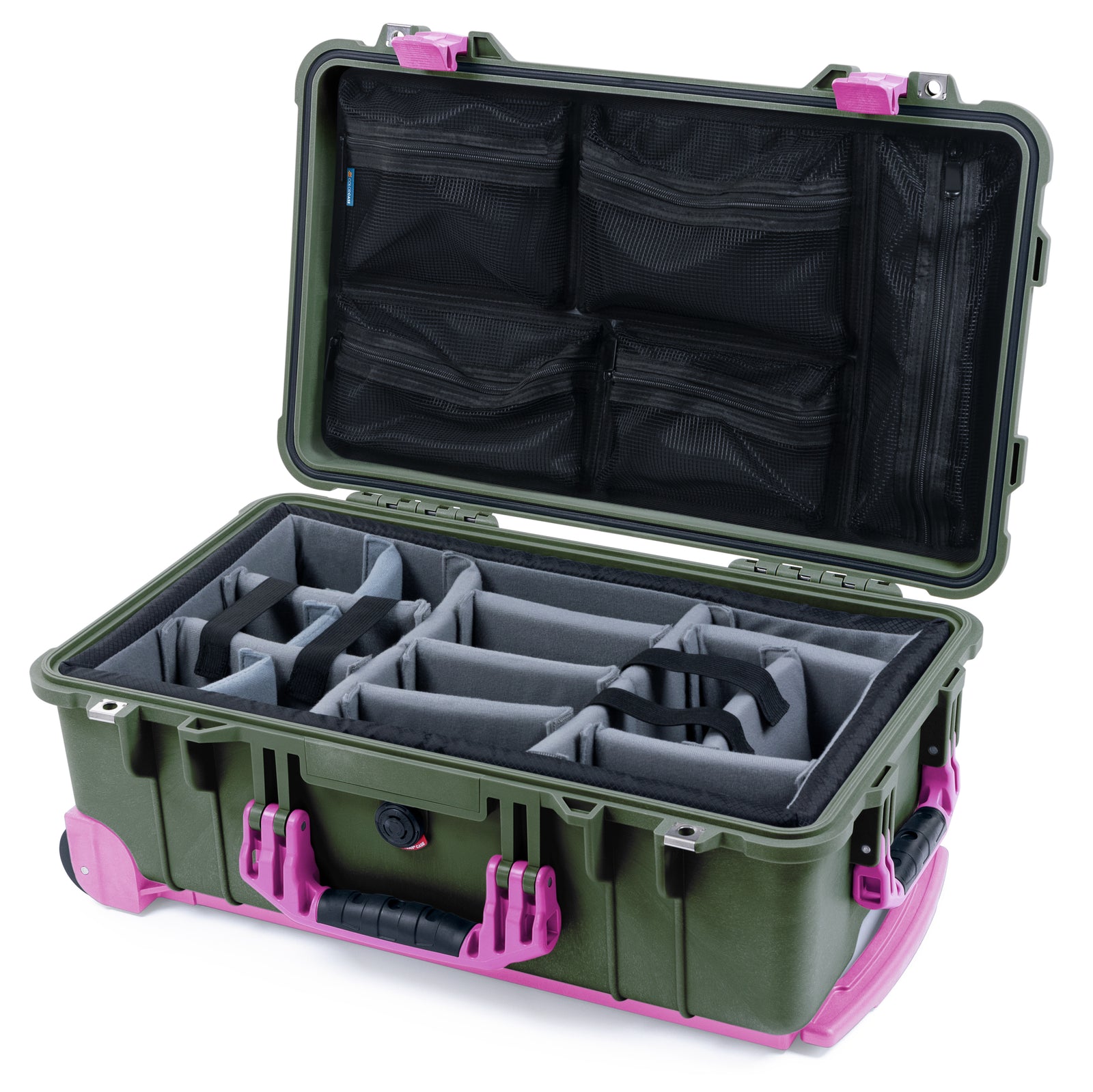 Pelican 1510 Case - OD Green & Magenta Trolley