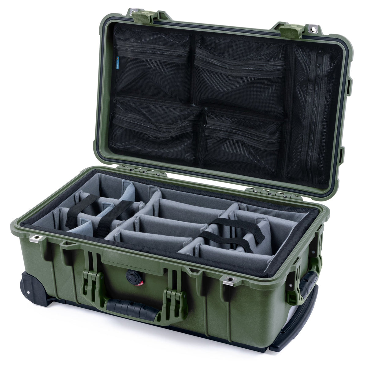 Pelican 1510 Case - OD Green - Padded Microfiber Dividers / Mesh Lid Organizer