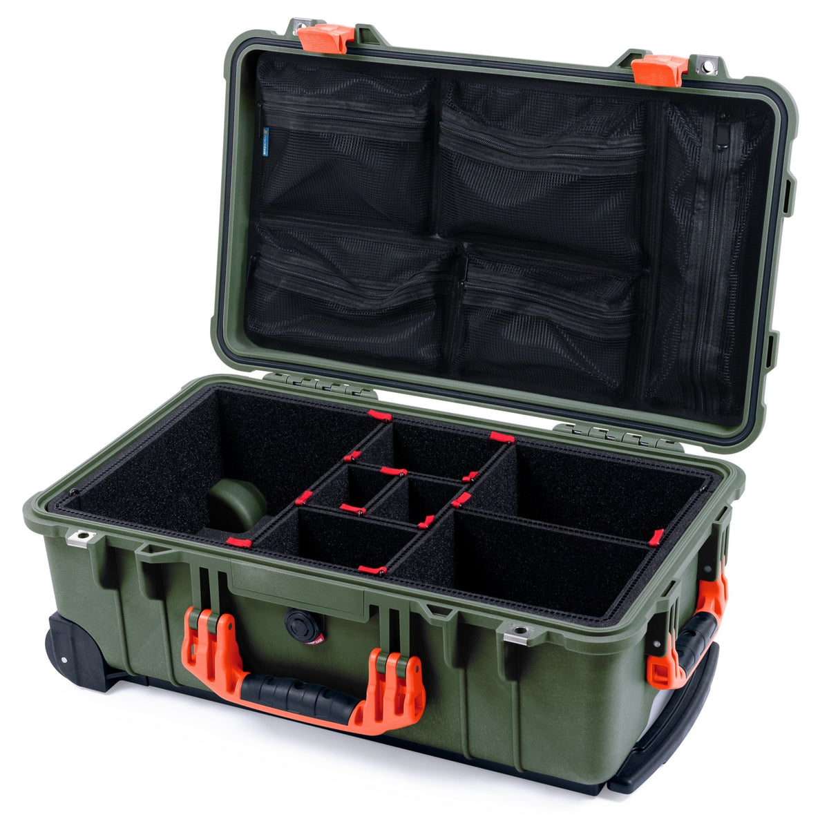 Pelican 1510 Case - OD Green &amp; Orange - TrekPak Divider System / Mesh Lid Organizer