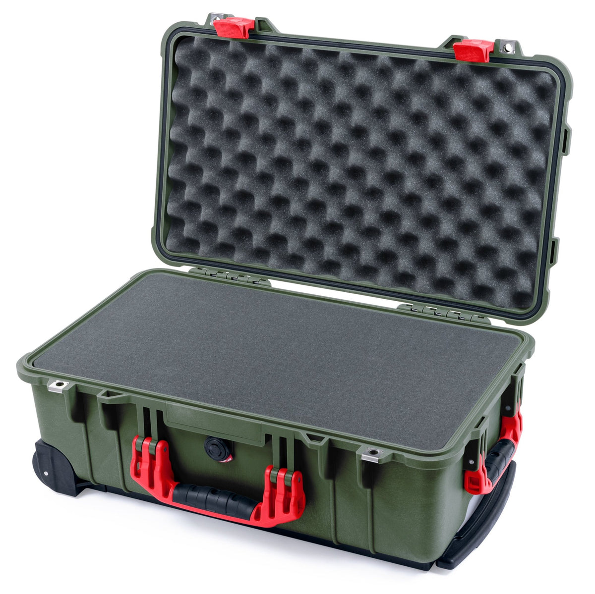 Pelican 1510 Case - OD Green &amp; Red - Pick &amp; Pluck Foam / Convolute Lid Foam