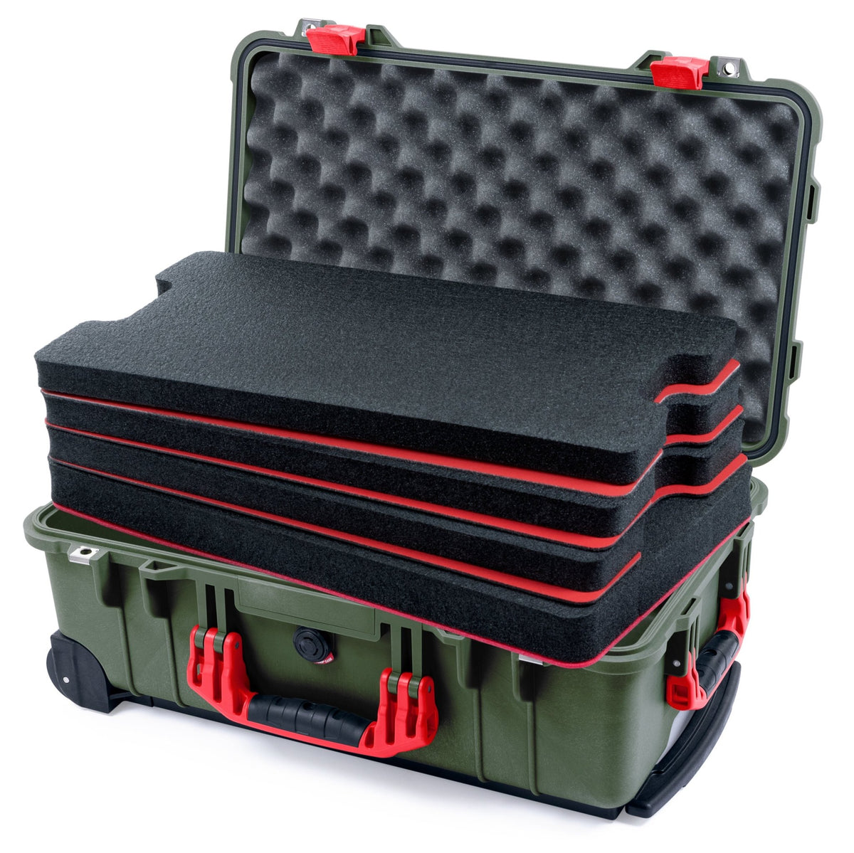 Pelican 1510 Case - OD Green &amp; Red - DIY Tool Foam Kit / Convolute Lid Foam