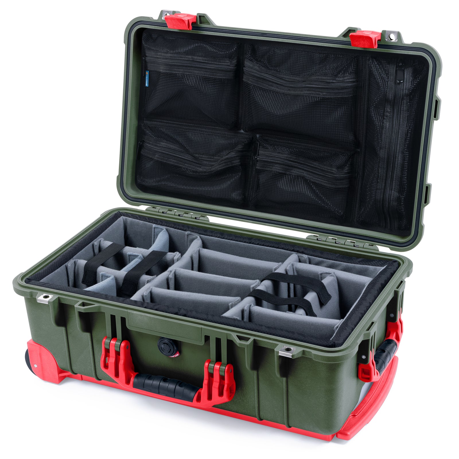 Pelican 1510 Case - OD Green & Red Trolley