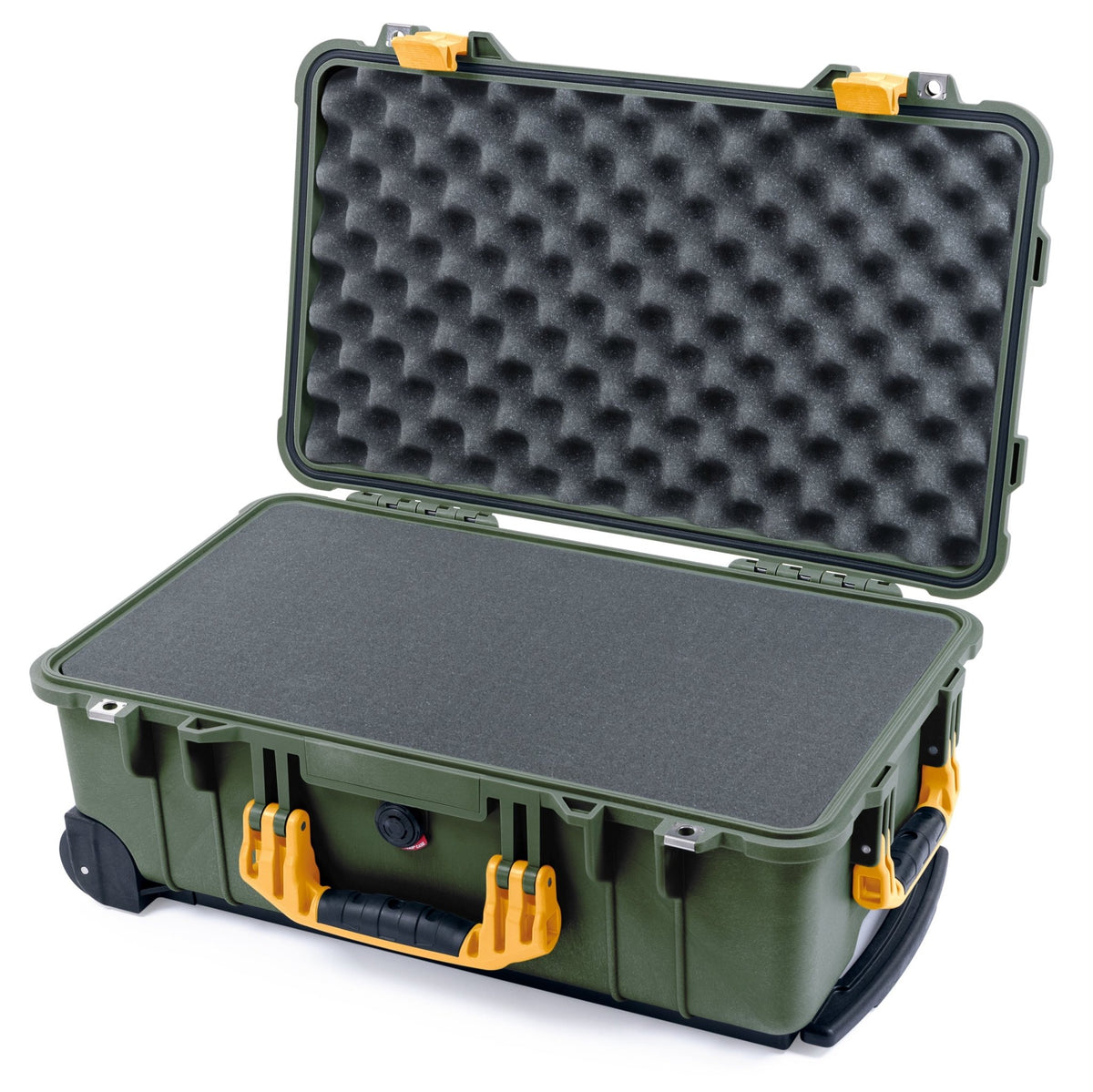 Pelican 1510 Case - OD Green &amp; Yellow - Pick &amp; Pluck Foam / Convolute Lid Foam
