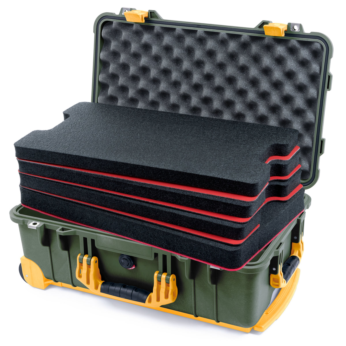 Pelican 1510 Case - OD Green & Yellow Trolley