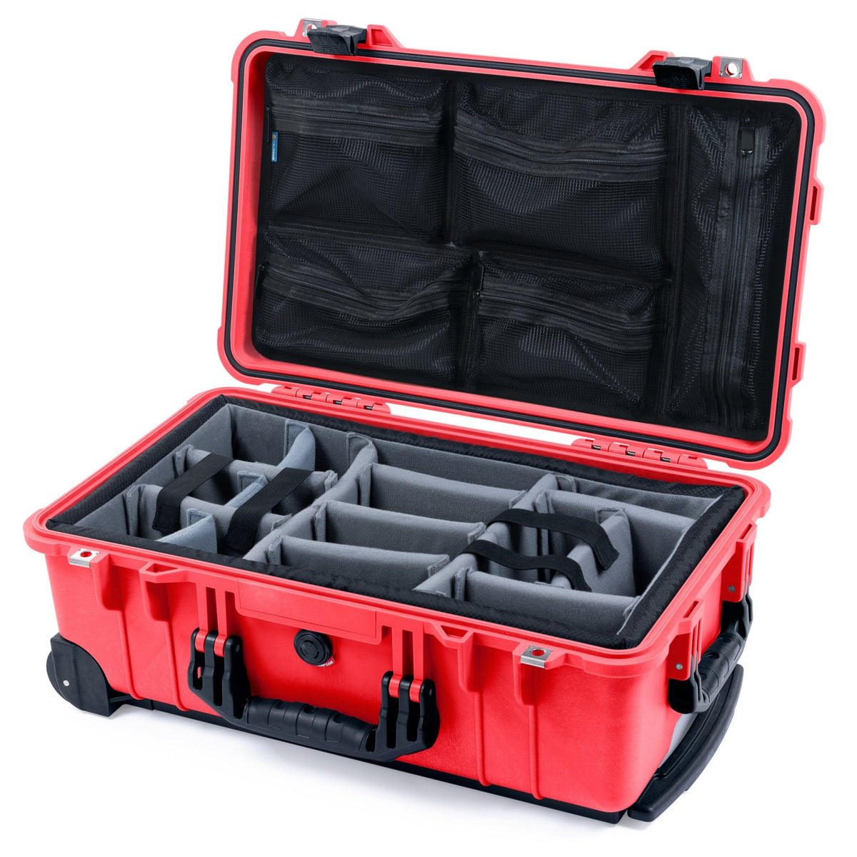 Pelican 1510 Case - Red &amp; Black - Padded Microfiber Dividers / Mesh Lid Organizer