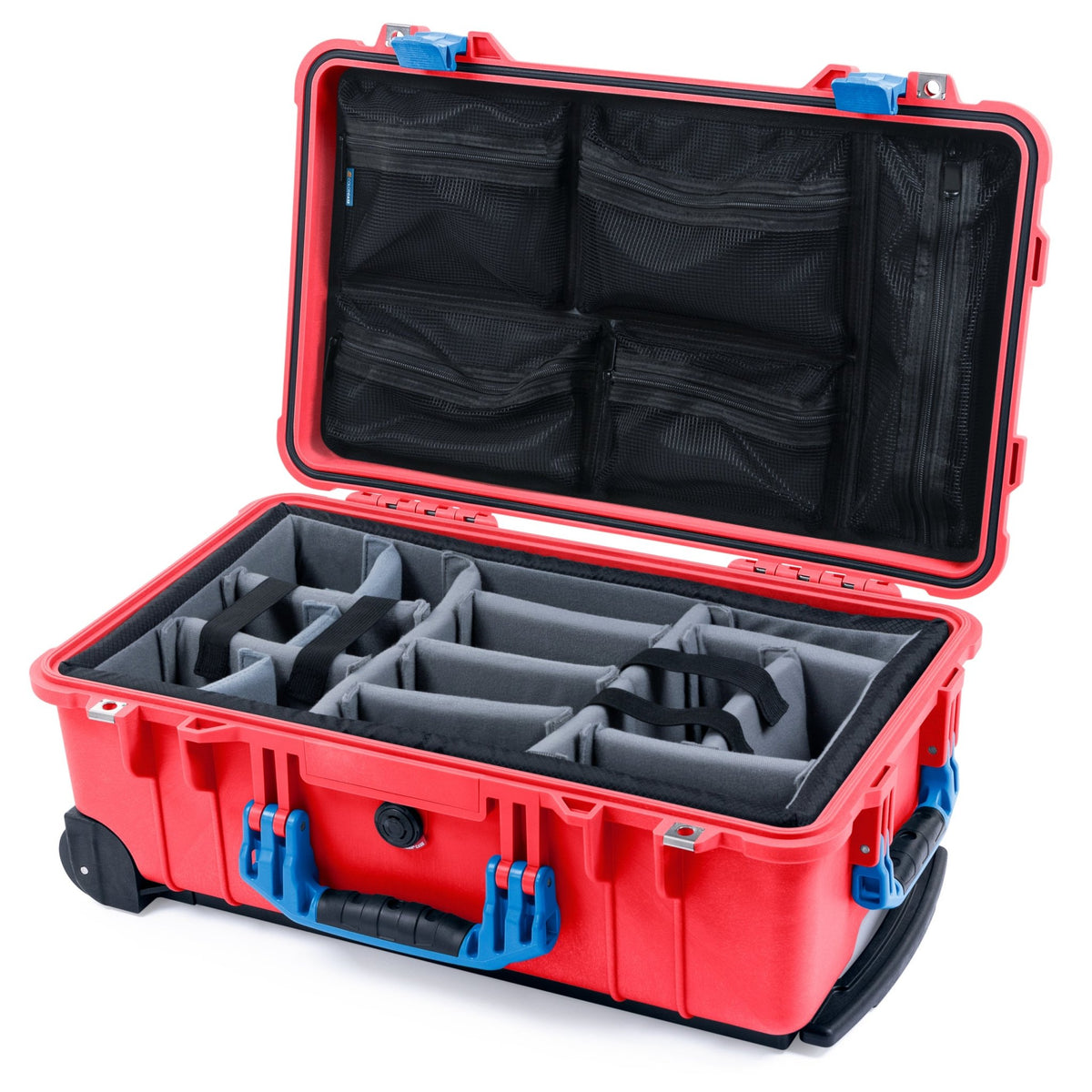 Pelican 1510 Case - Red &amp; Blue - Padded Microfiber Dividers / Mesh Lid Organizer