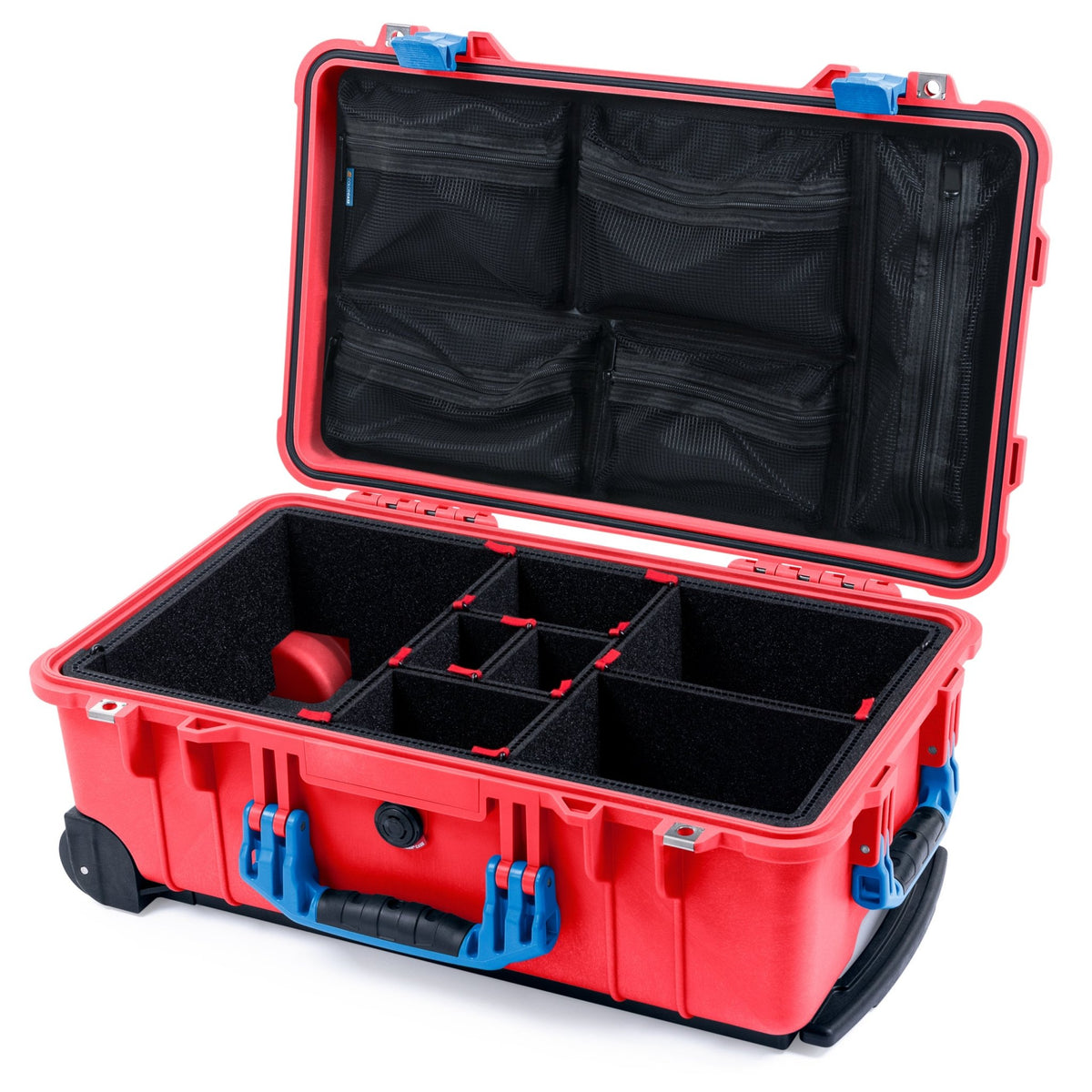 Pelican 1510 Case - Red &amp; Blue - TrekPak Divider System / Mesh Lid Organizer