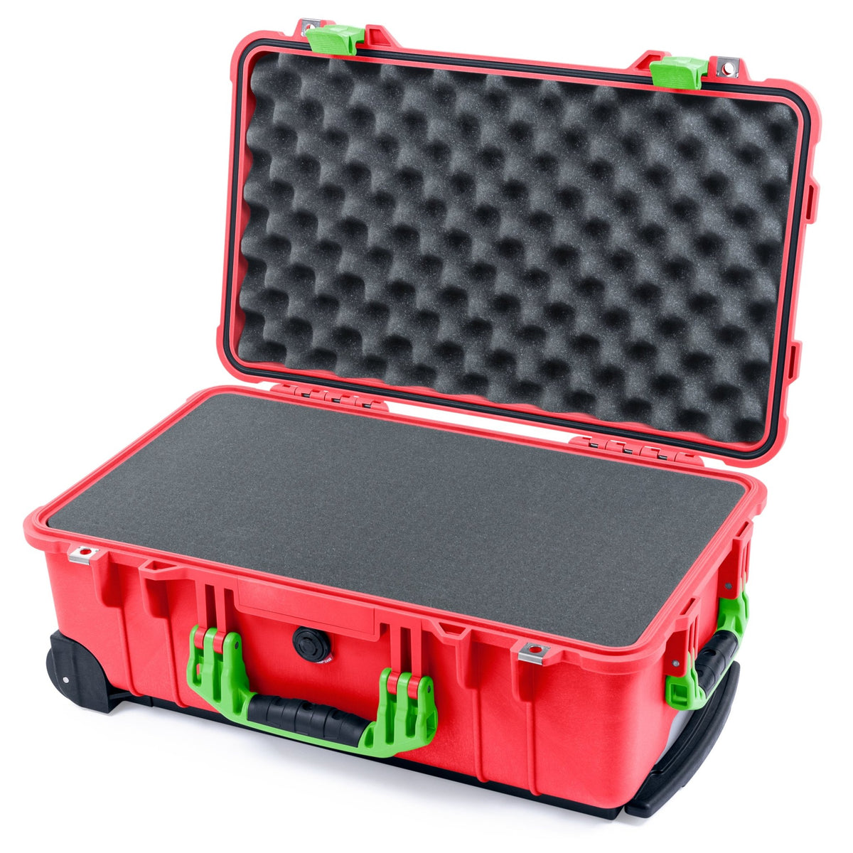 Pelican 1510 Case - Red &amp; Lime Green - Pick &amp; Pluck Foam / Convolute Lid Foam